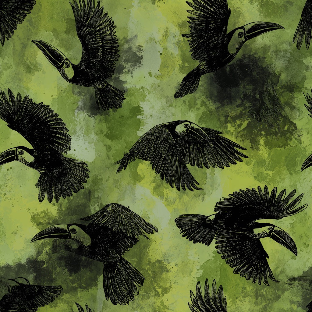 Tropical Birds Wallpaper Toucan Birds Exotic Birds Decorative Mural pattern artwork