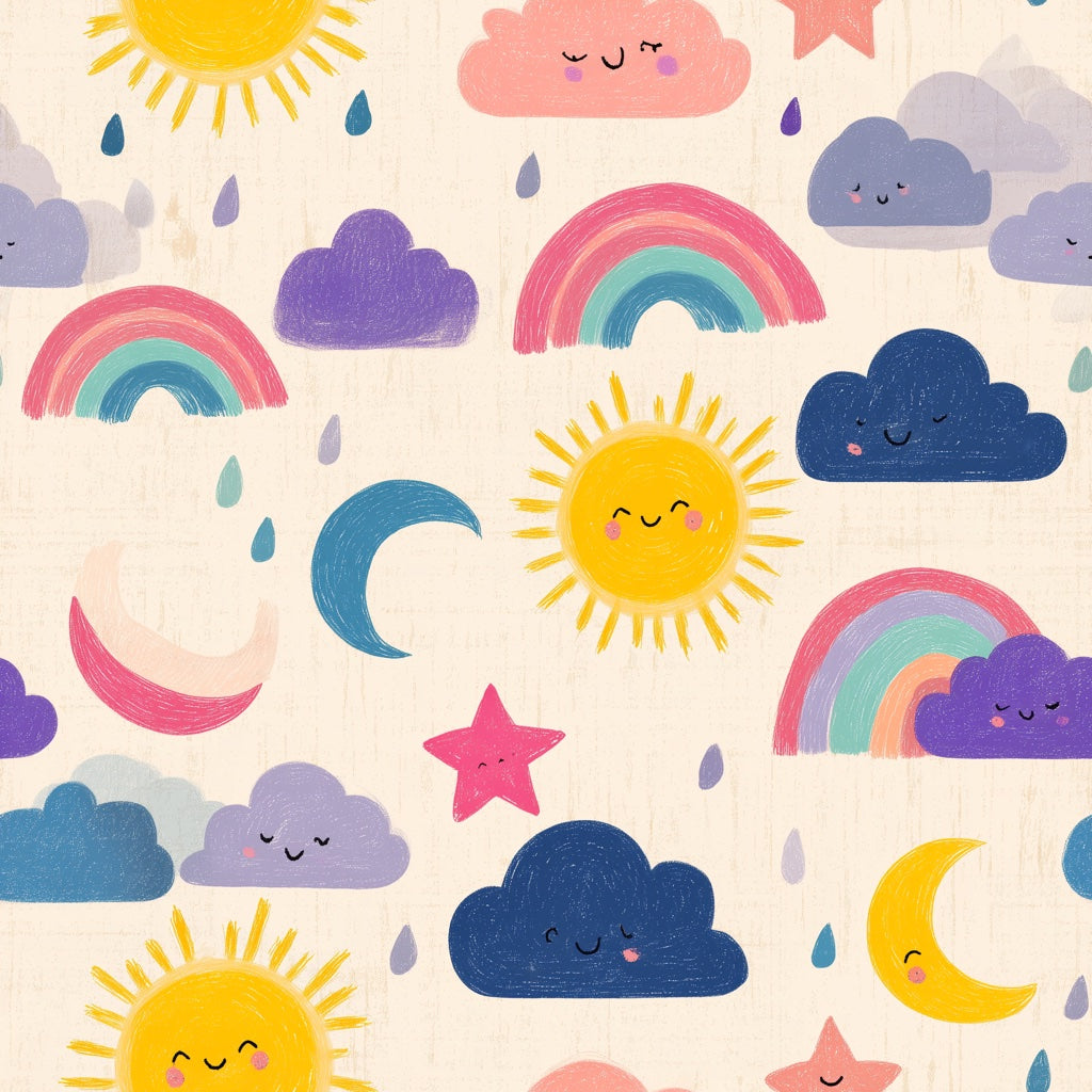 Kids Nursery Wallpaper Cute Sky Pastel Decorative Mural pattern artwork