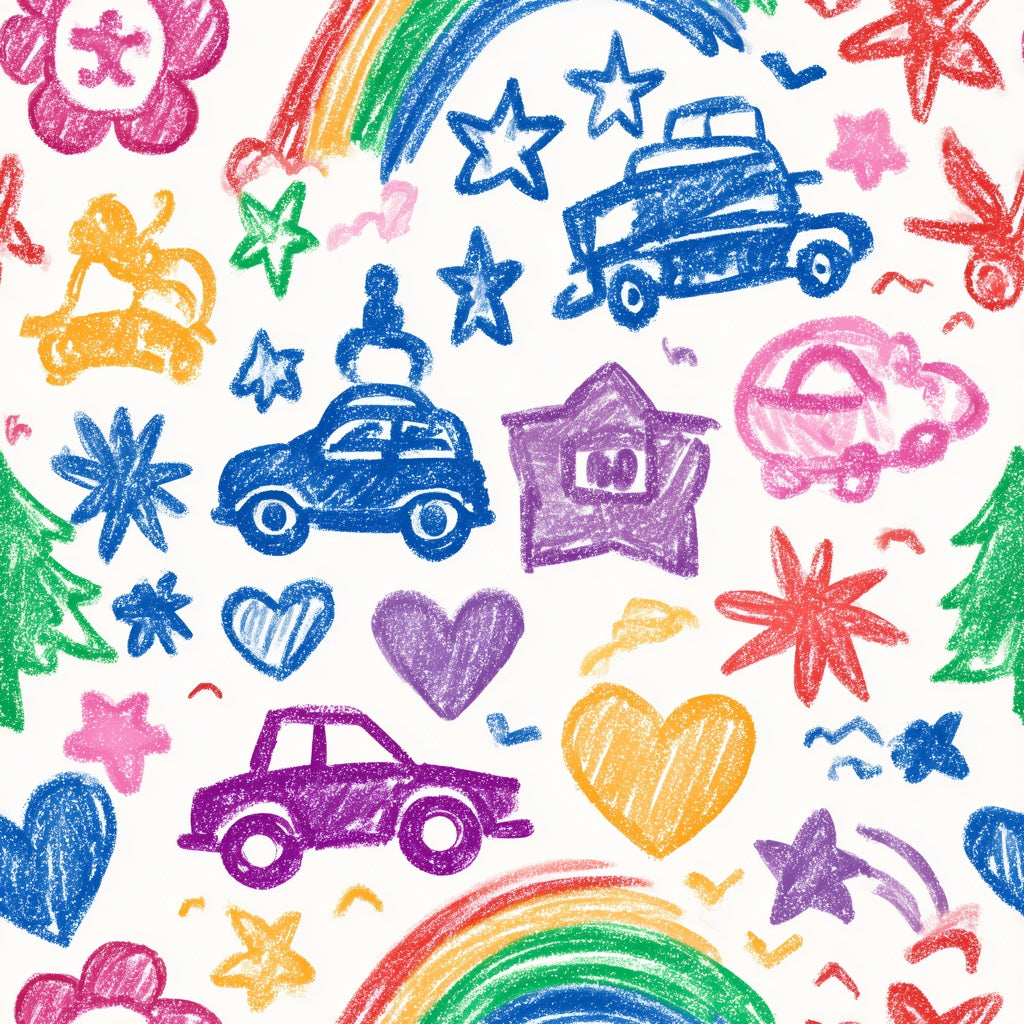 Kids Doodles Wallpaper Crayon Texture Cars Removable Wall Decor pattern artwork