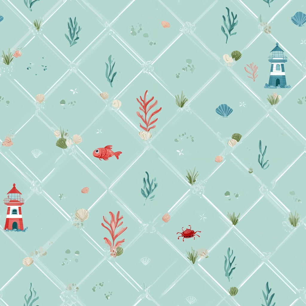 Lighthouse Wallpaper Underwater Coastal Decorative Mural pattern artwork