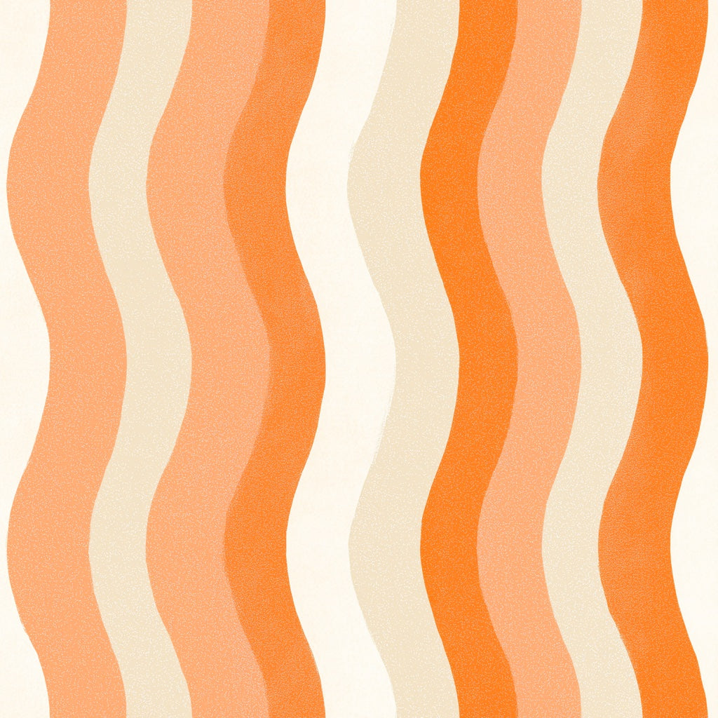 Wavy Stripes Wallpaper Abstract Removable Orange And Cream Wall Decor pattern artwork