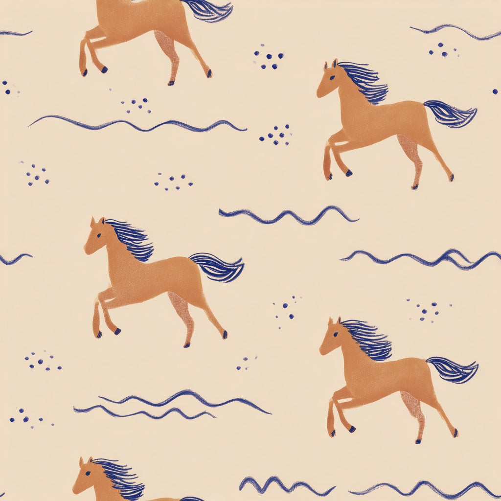 Horses Wallpaper Playful Scandinavian Decorative Mural pattern artwork