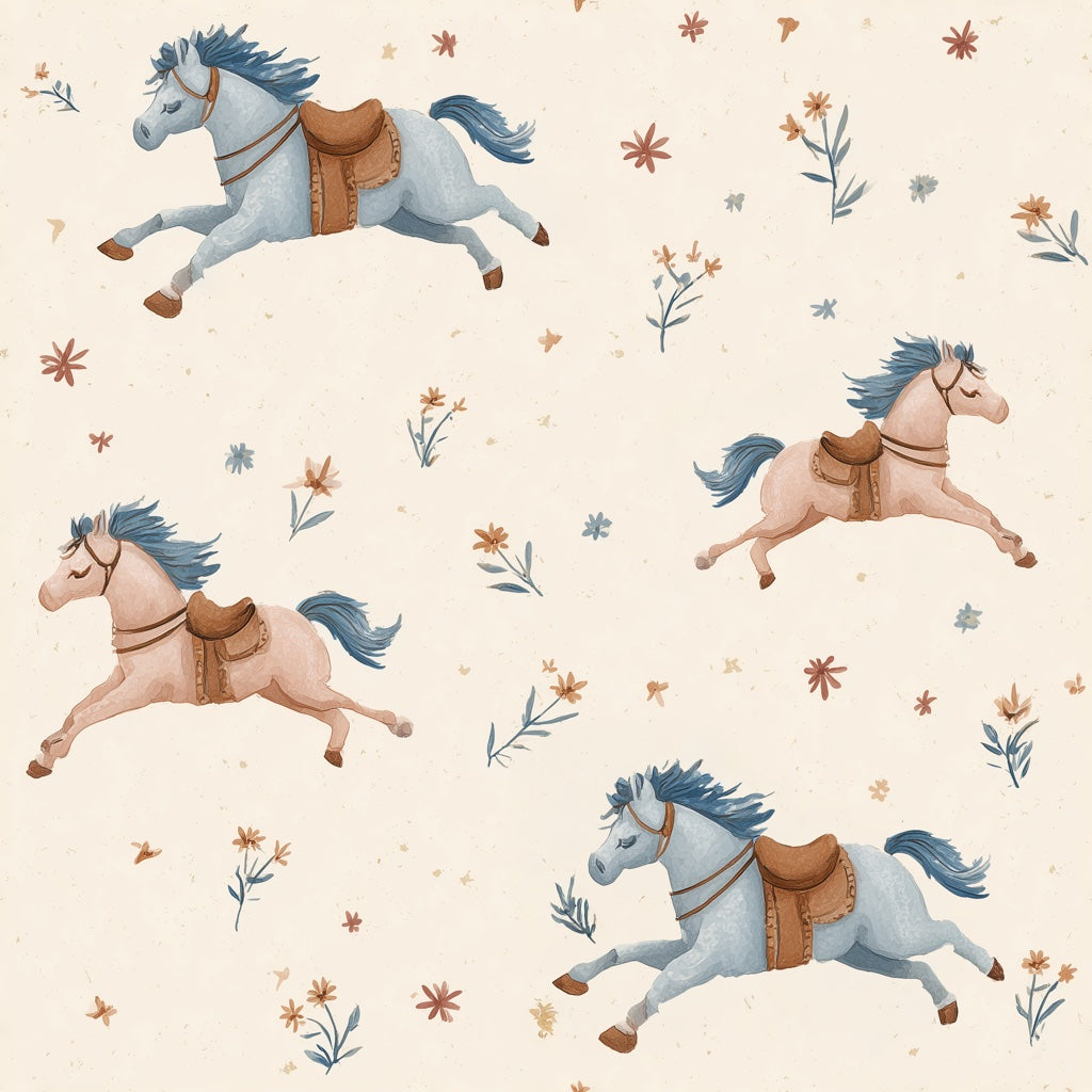 Galloping Horses Wallpaper Watercolor Nursery Removable Wall Decor pattern artwork