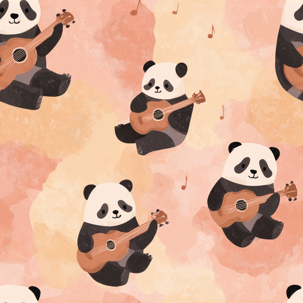 Panda Wallpaper Guitar Ukulele Removable Wall Decor pattern artwork