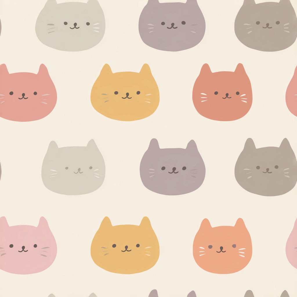 Cute Cats Wallpaper Animal Print Pastel Removable Wall Decor pattern artwork