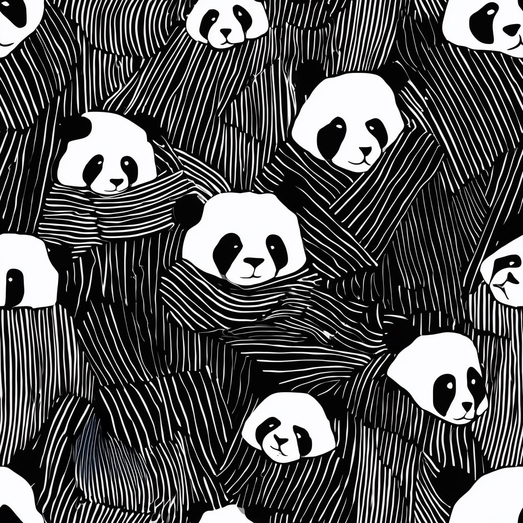 Panda Wallpaper Black And White Removable Repeating Pattern Wall Decor pattern artwork
