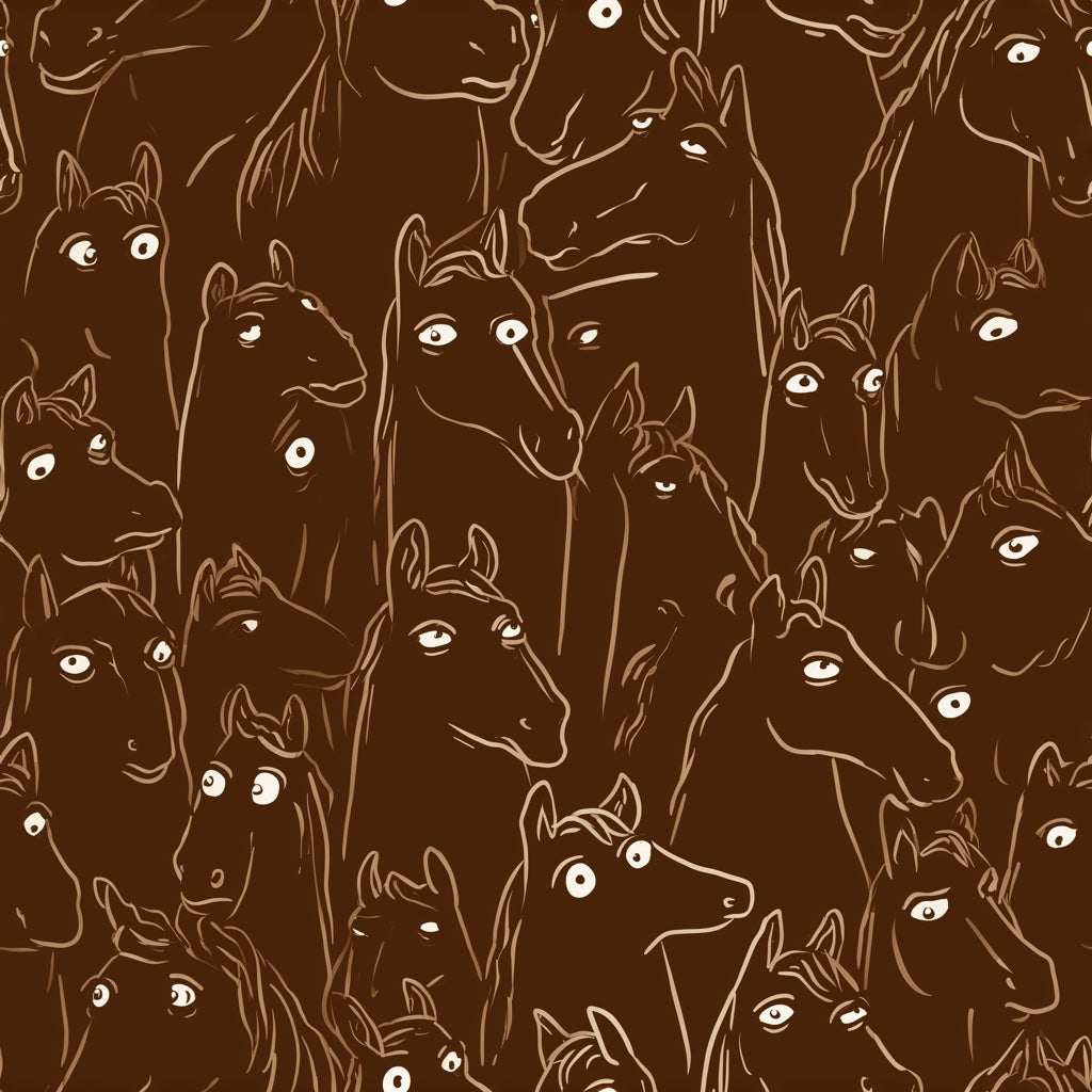 Horse Wallpaper Dark Whimsical Decorative Mural pattern artwork