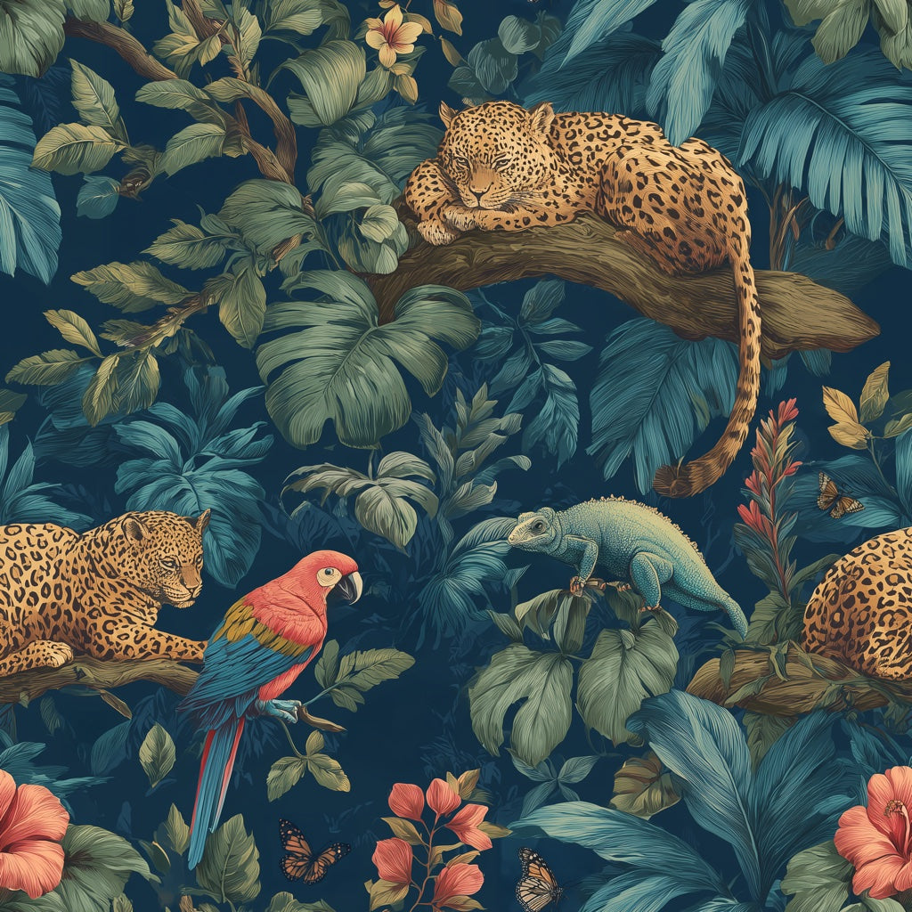Tropical Jungle Wallpaper Exotic Nature Wall Decor pattern artwork
