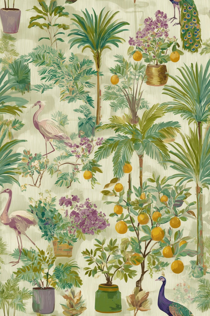 Vintage Wallpaper Shades Removable Green Wall Mural pattern artwork