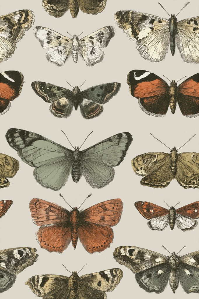 Butterflies Wallpaper Vintage Removable Nature Wall Mural pattern artwork