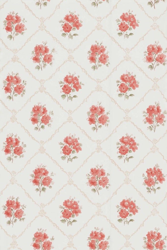 Vintage Floral Wallpaper Red Damask Decorative Mural pattern artwork
