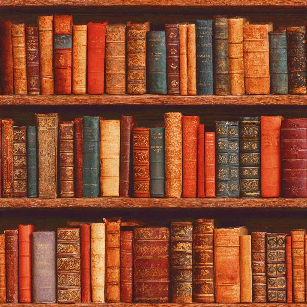 Antique Bookshelf Wallpaper Vintage Removable Library Wall Decor pattern artwork