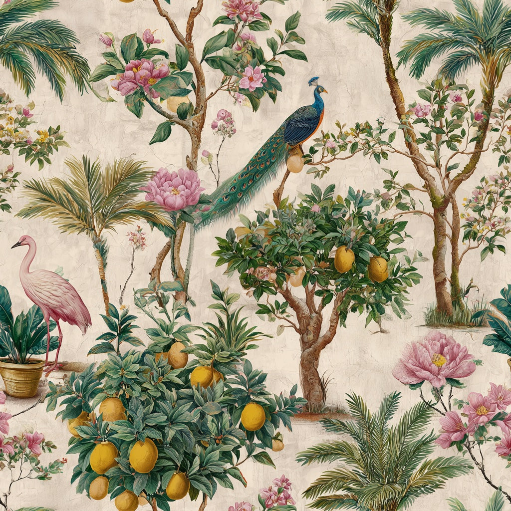 Peacock Wallpaper Floral Tropical Removable Wall Decor pattern artwork