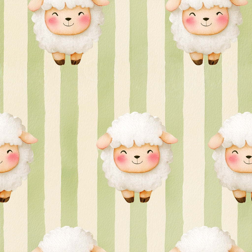 Sheep Wallpaper Striped Whimsical Removable Wall Decor pattern artwork