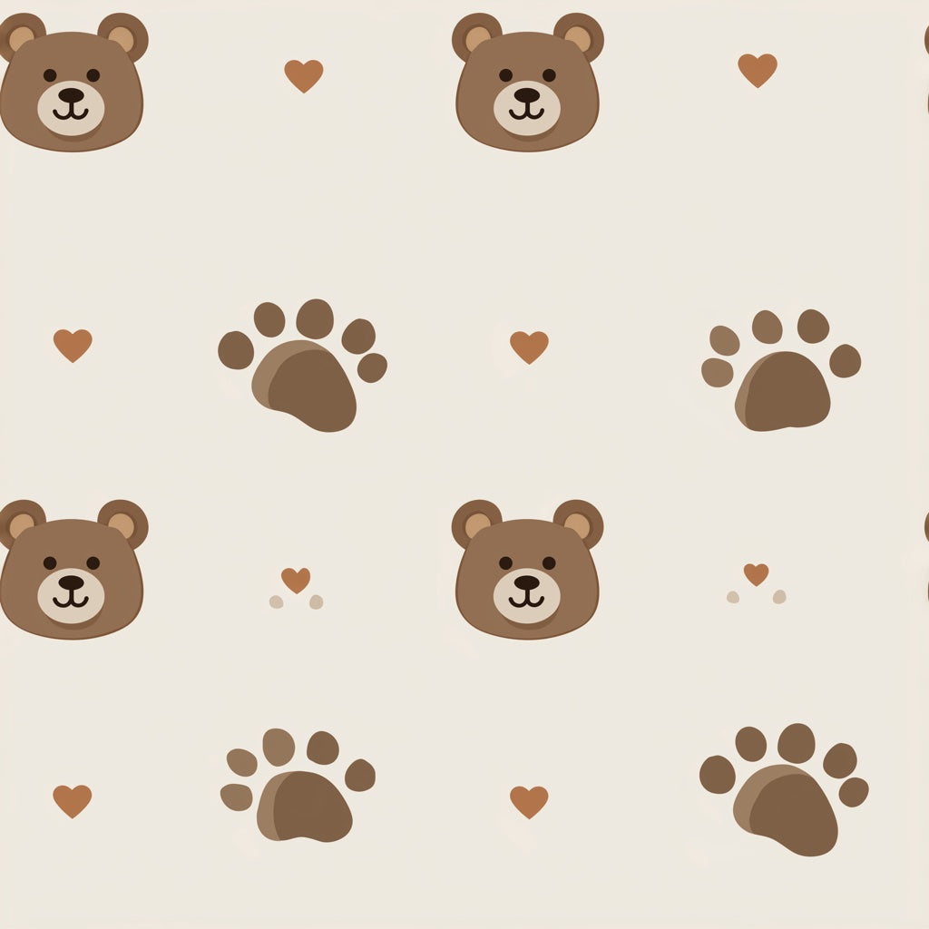 Bears Wallpaper Cartoon Hearts Removable Wall Decor pattern artwork
