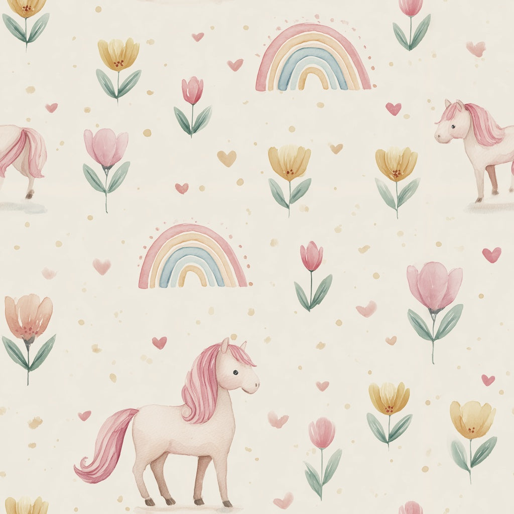 Unicorn Pastel Wallpaper Rainbow Whimsical Decorative Mural pattern artwork