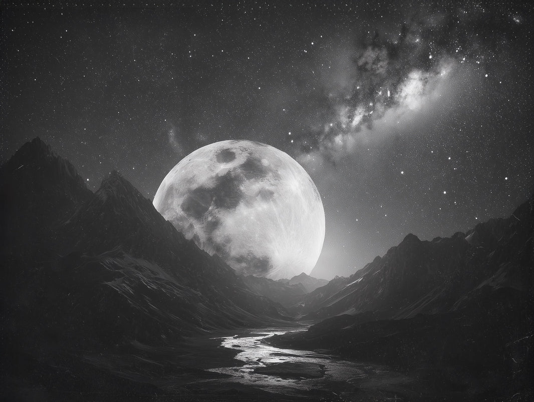Starry Night Wallpaper Moon Removable Mountain Wall Mural pattern artwork