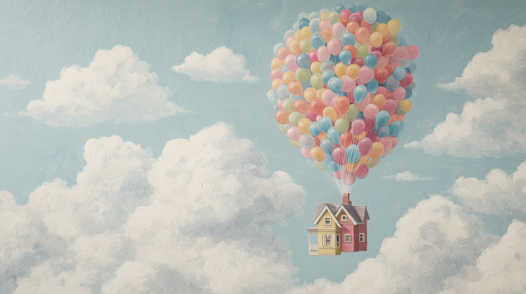Whimsical Sky Wallpaper Balloons House Removable Wall Decor pattern artwork