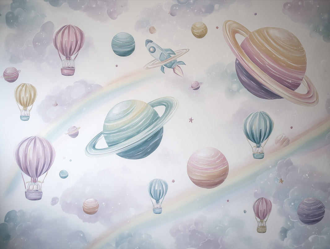 Space Wallpaper Planets Whimsical Wall Decor pattern artwork