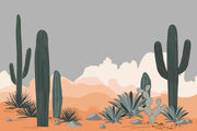 Sage Green Desert Cactus Landscape Wall Mural design