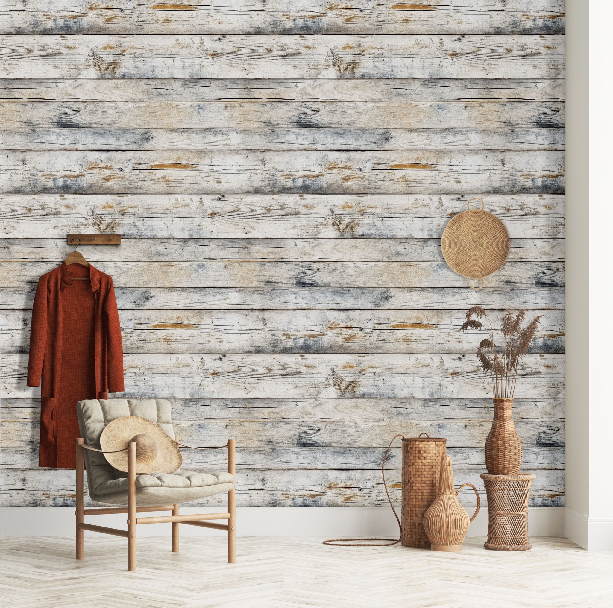 Rustic Wooden Plank Wallpaper Weathered Texture Wall Mural