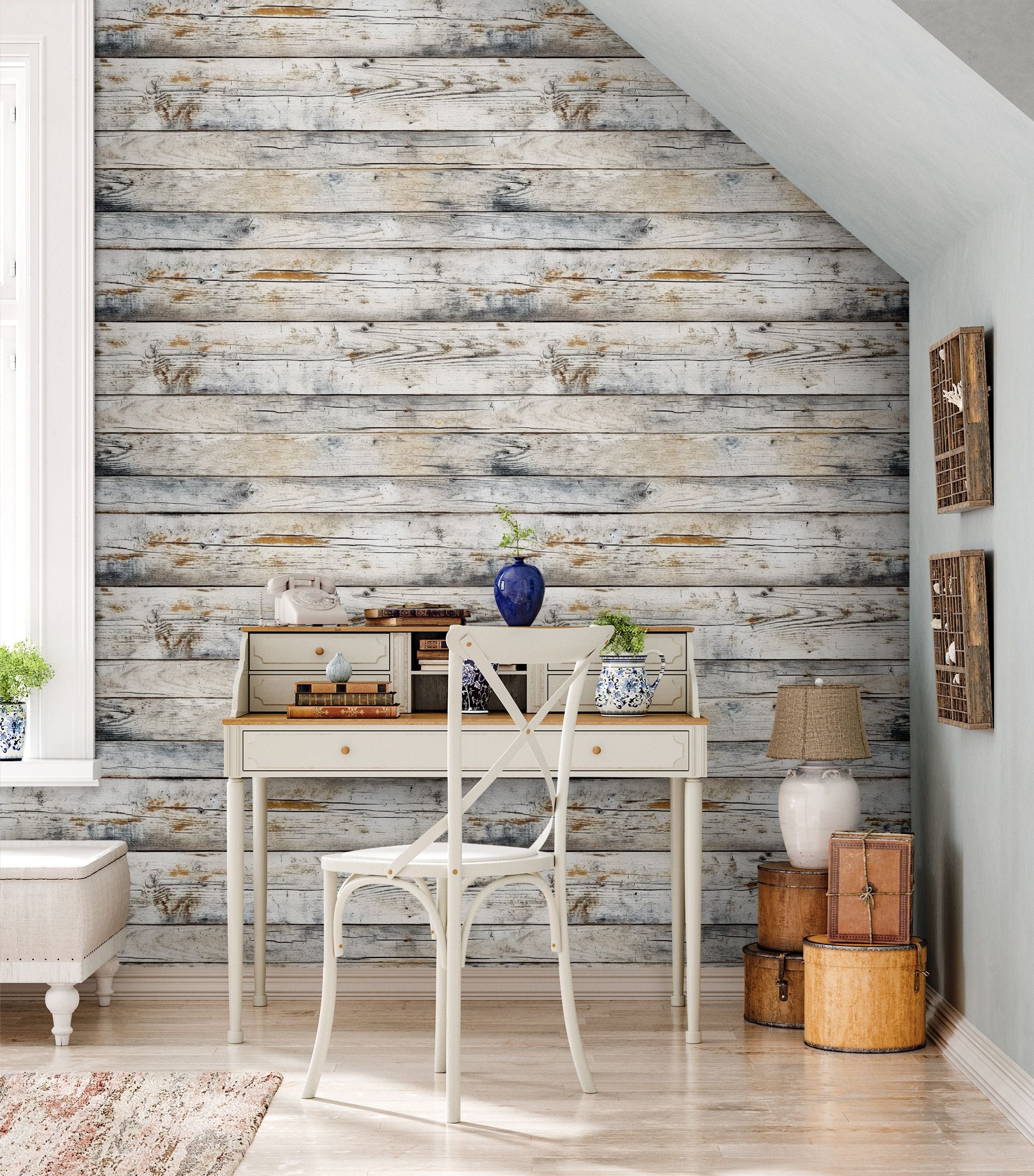 Rustic Wooden Plank Wallpaper Weathered Texture Wall Mural