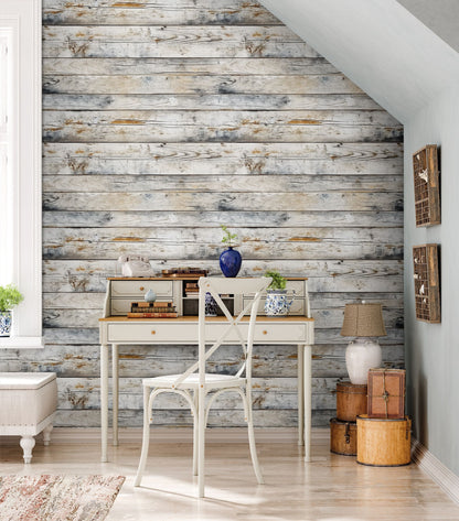 Rustic Wooden Plank Wallpaper Weathered Texture Wall Mural
