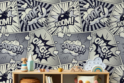 Monochrome Comic Pop Art Wallpaper