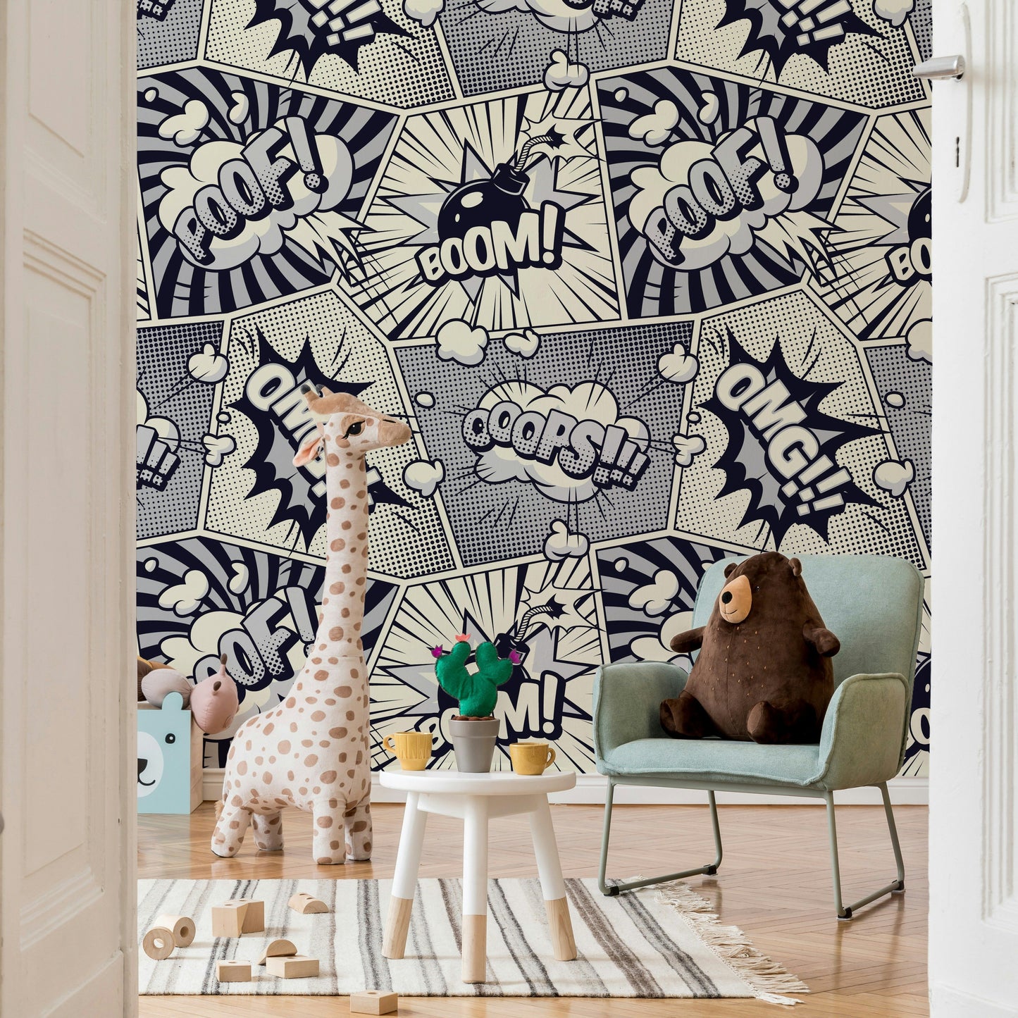 Monochrome Comic Wallpaper Pop Art Boom Wall Mural