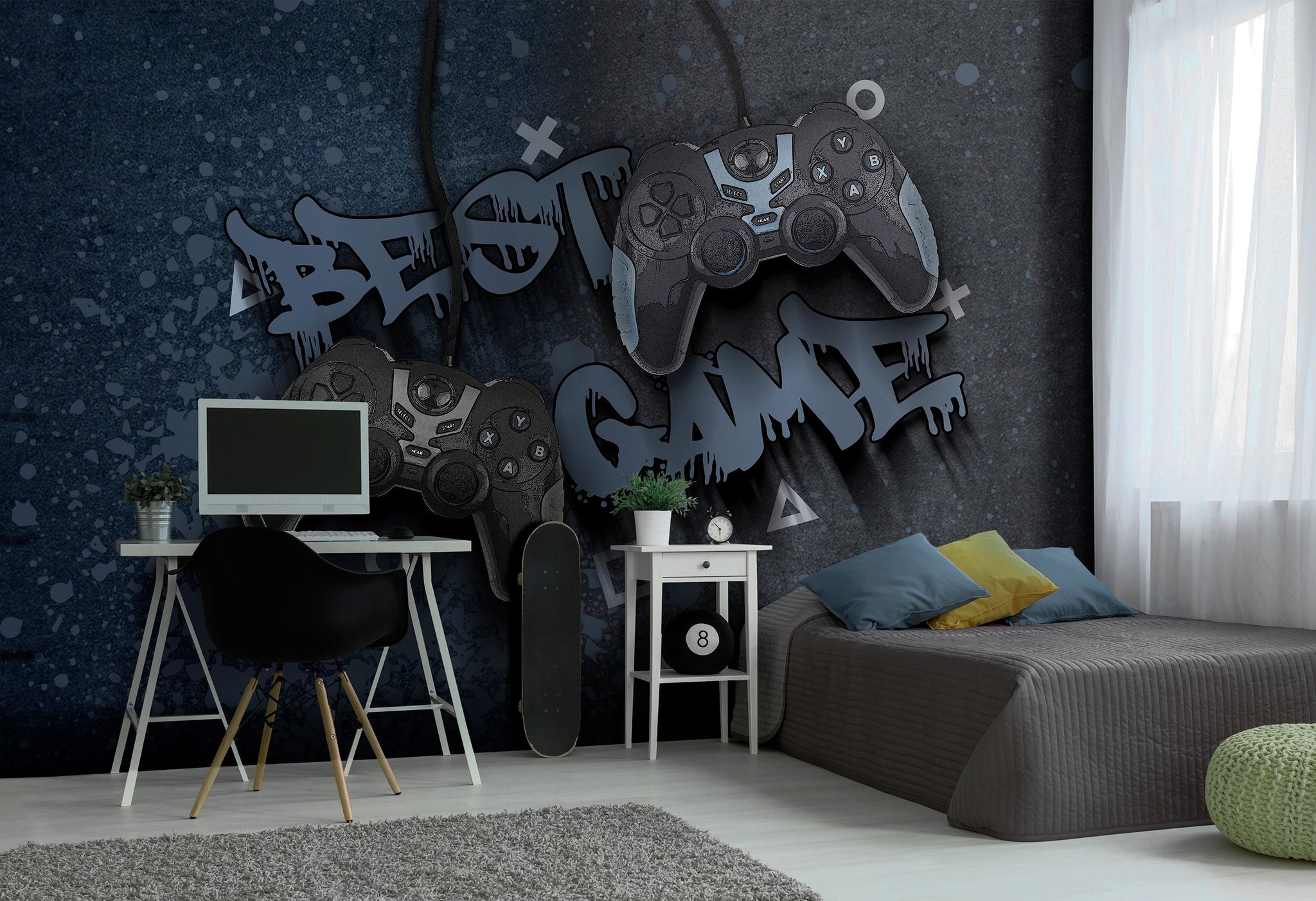 Dark Graffiti Gaming Controller Wall Mural