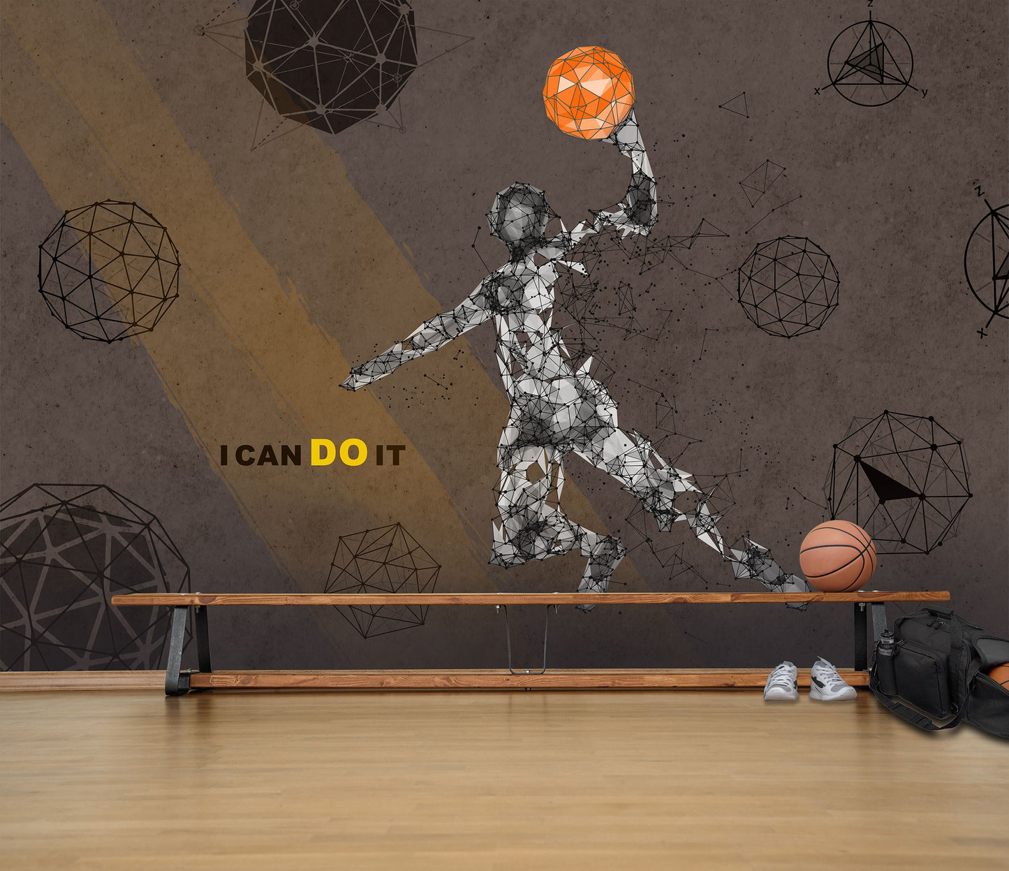 Basketball Wallpaper Geometric Athlete Motivational Wall Mural