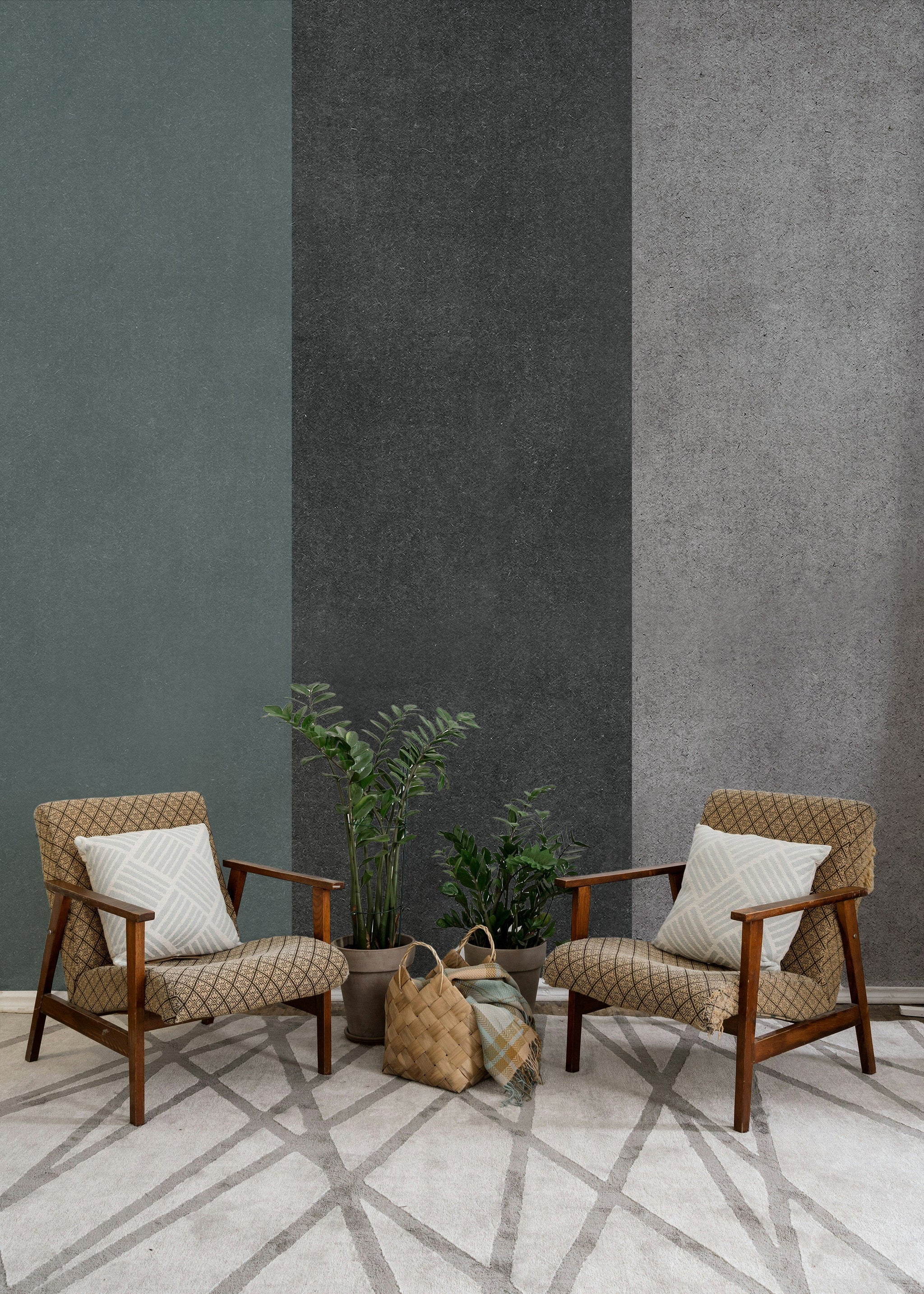 Moody Monochrome Vertical Stripe Wall Mural