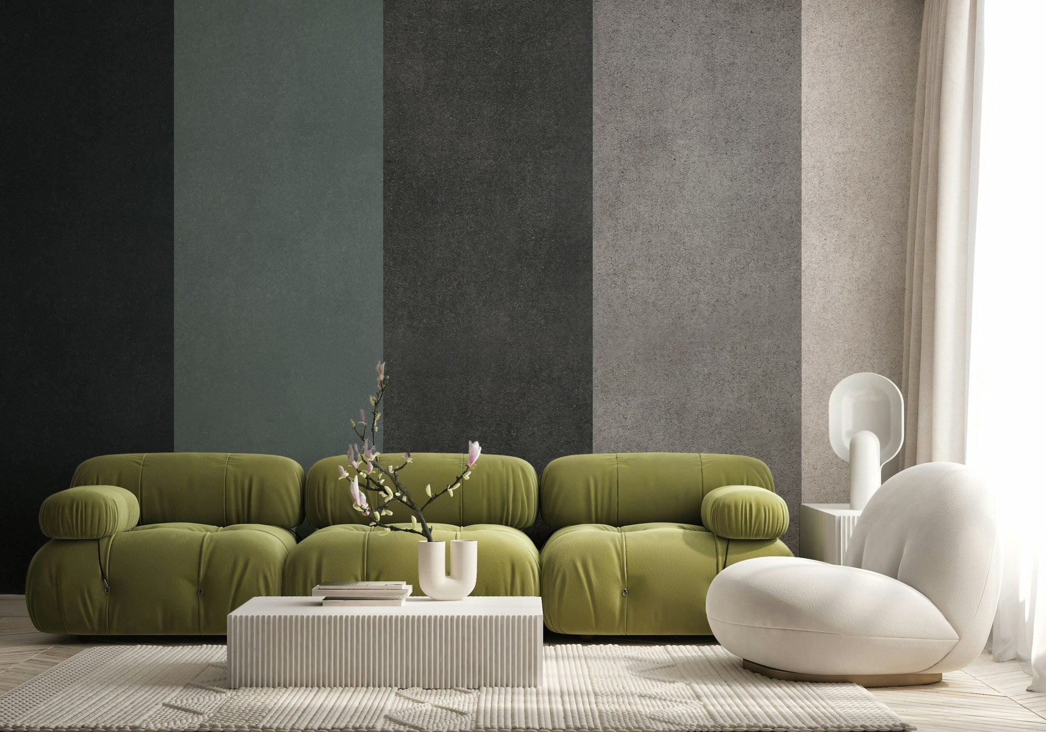 Moody Monochrome Vertical Stripe Wall Mural