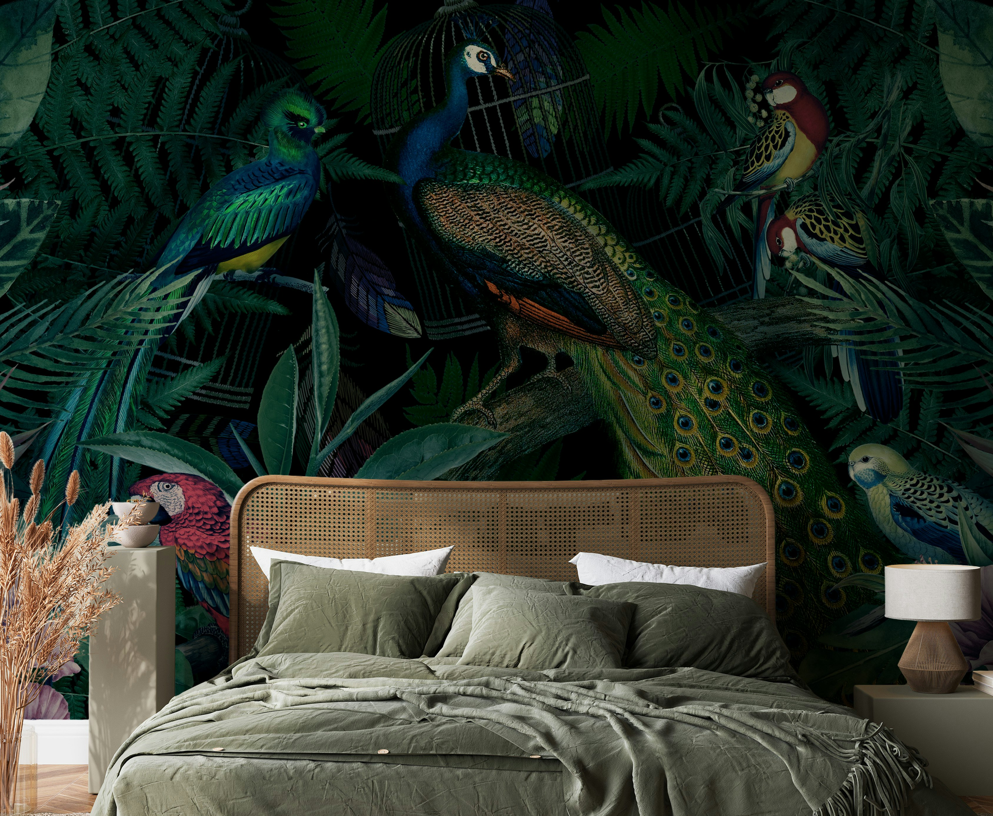 Jungle Birds Wallpaper Vibrant Botanical Wall Mural
