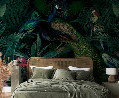 Jungle Birds Wallpaper Vibrant Botanical Wall Mural