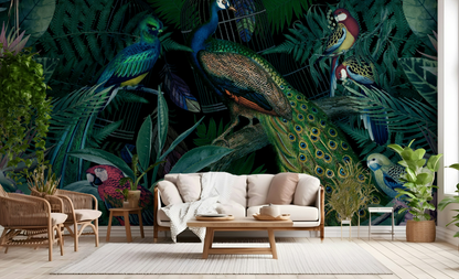 Jungle Birds Wallpaper Vibrant Botanical Wall Mural