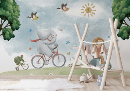 Playful Safari Animals Kids Wall Mural