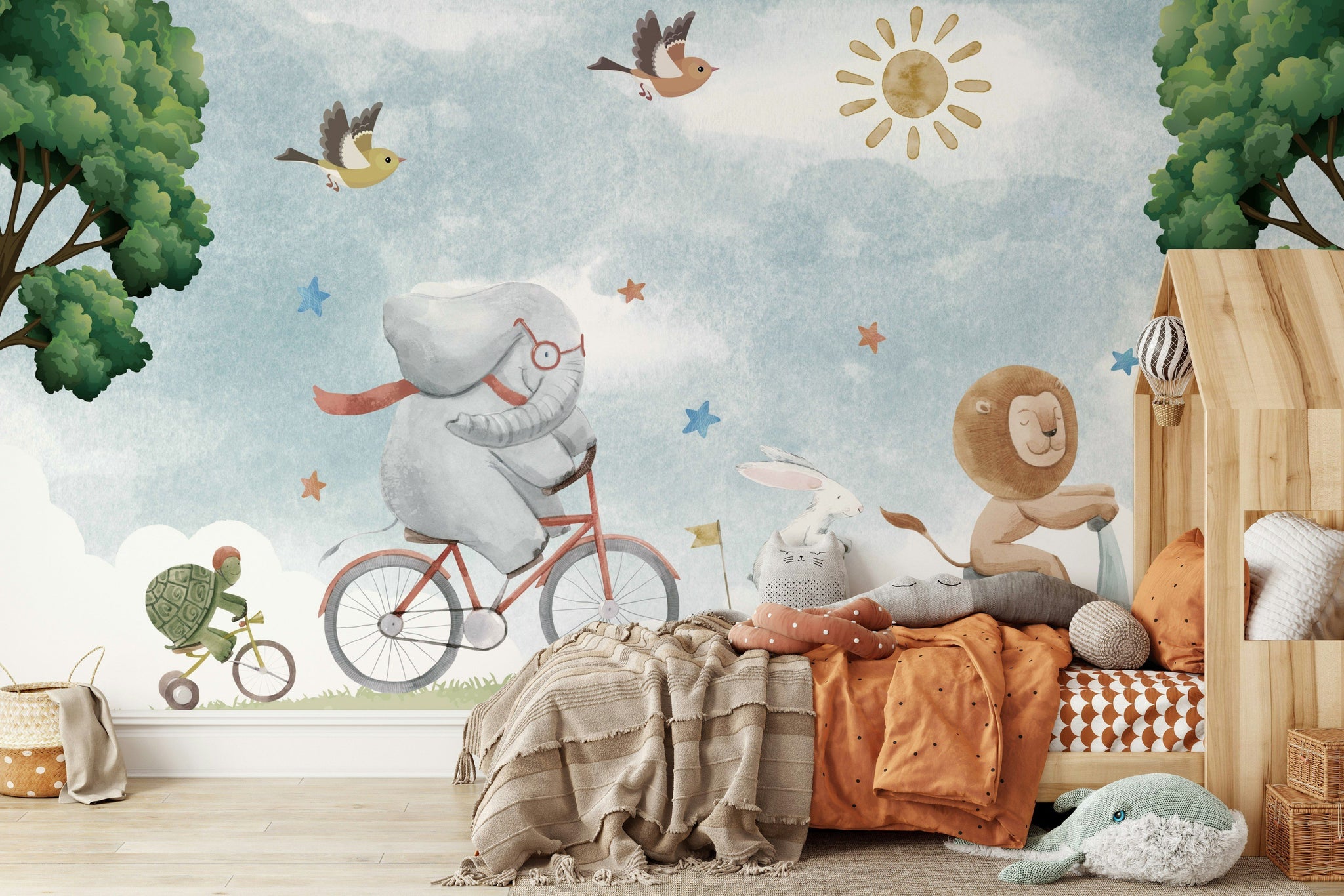 Playful Safari Animals Kids Wall Mural