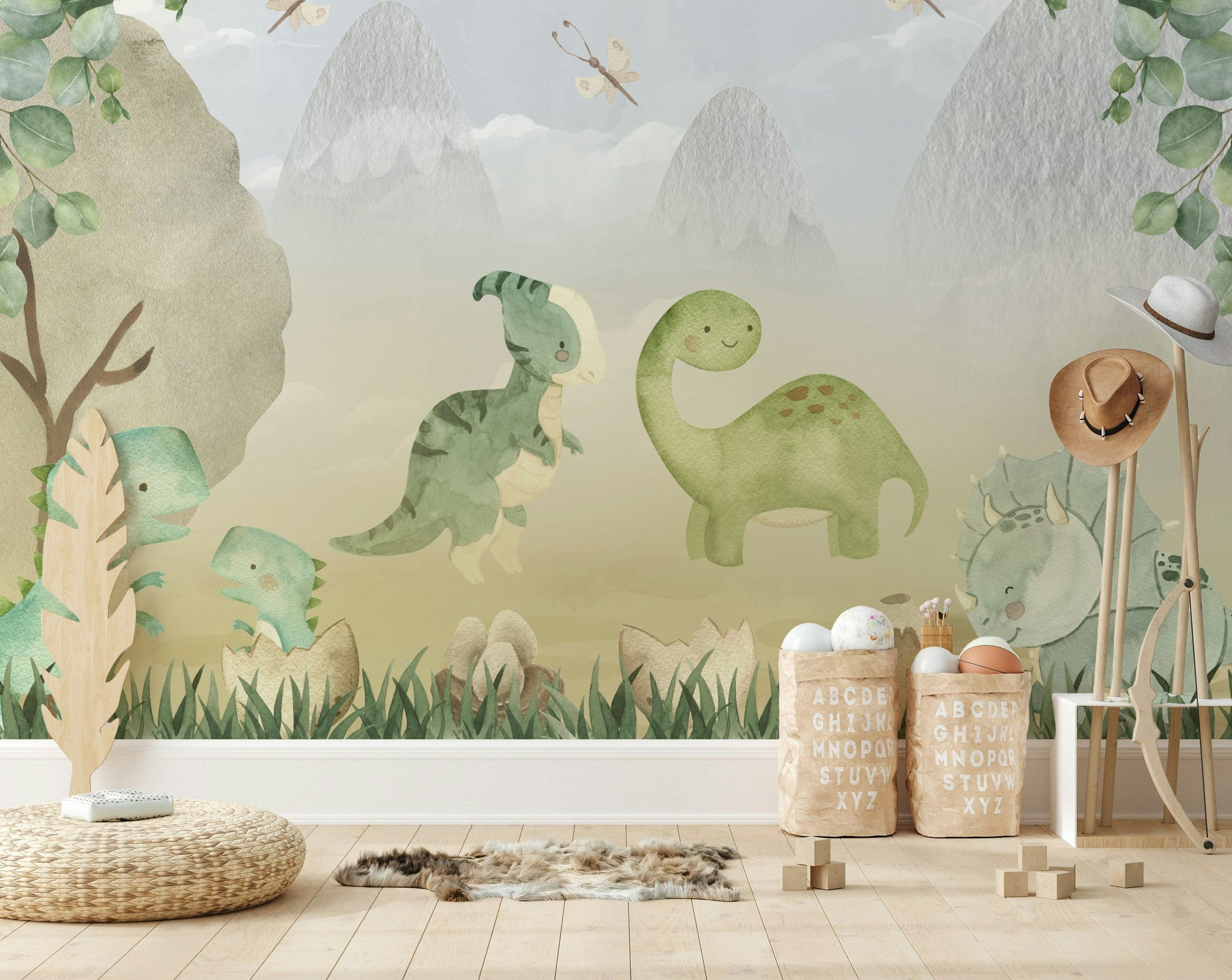 Dinosaur Landscape Wallpaper Kids Room Wall Mural