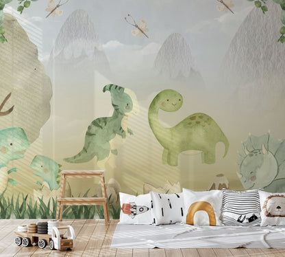 Dinosaur Landscape Wallpaper Kids Room Wall Mural