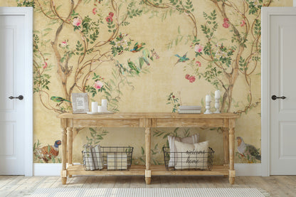 Birds and Branches Wallpaper Chinoiserie Wall Mural