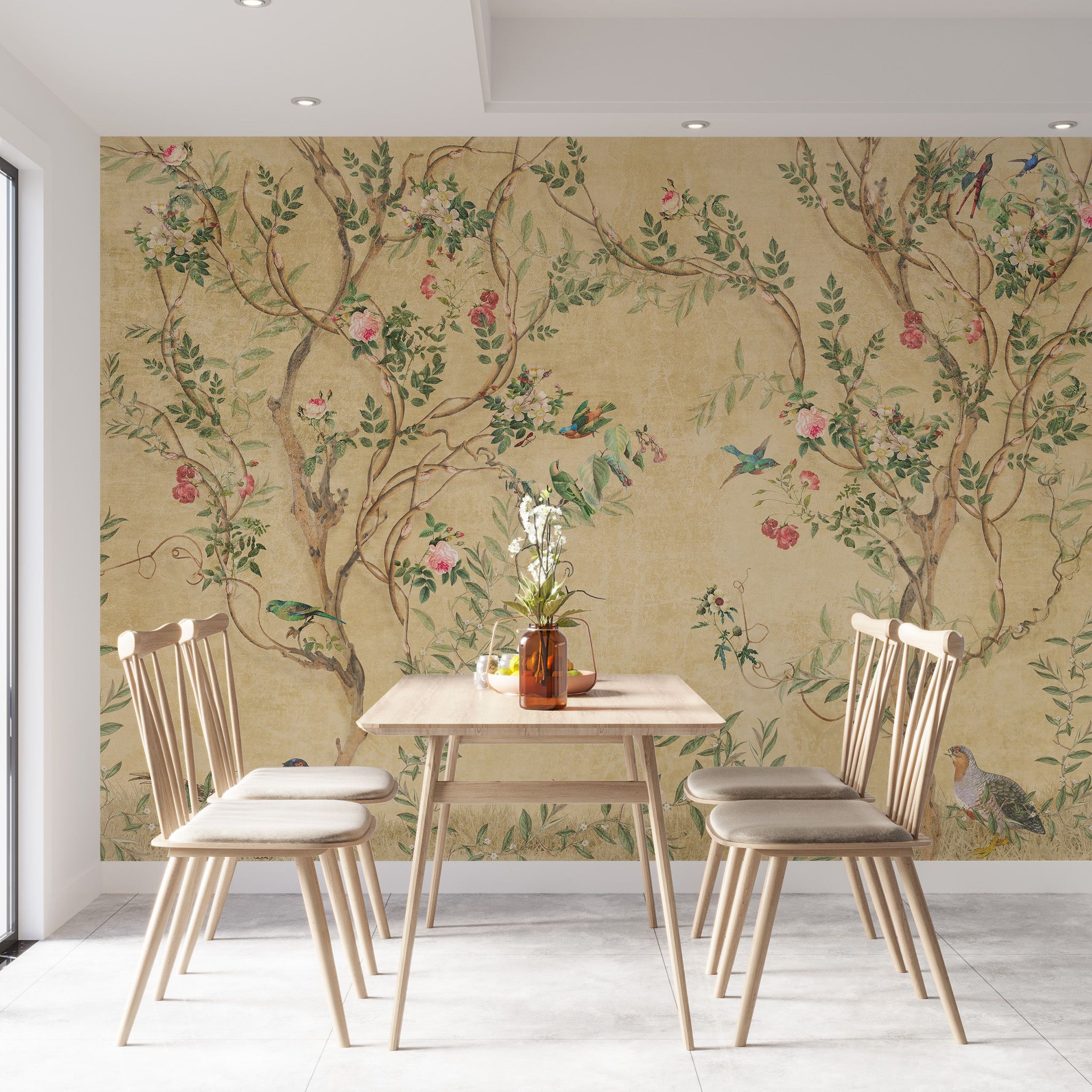 Birds and Branches Wallpaper Chinoiserie Wall Mural