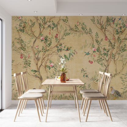 Birds and Branches Wallpaper Chinoiserie Wall Mural