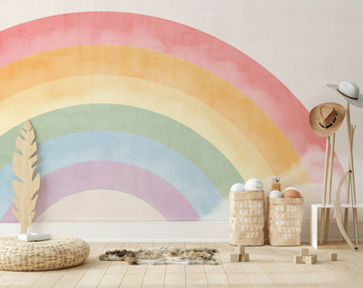 Pastel Rainbow Kids Room Wall Mural