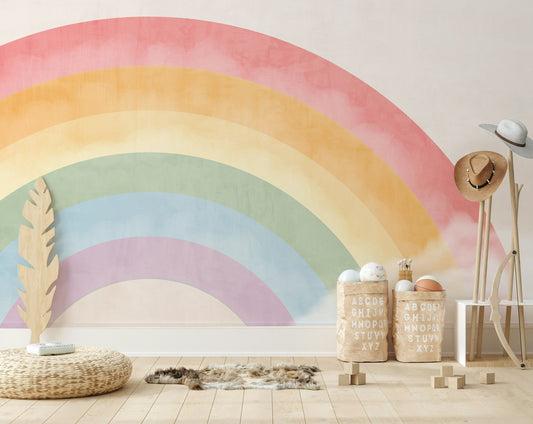 Rainbow Wallpaper Pastel Tone Wall Mural