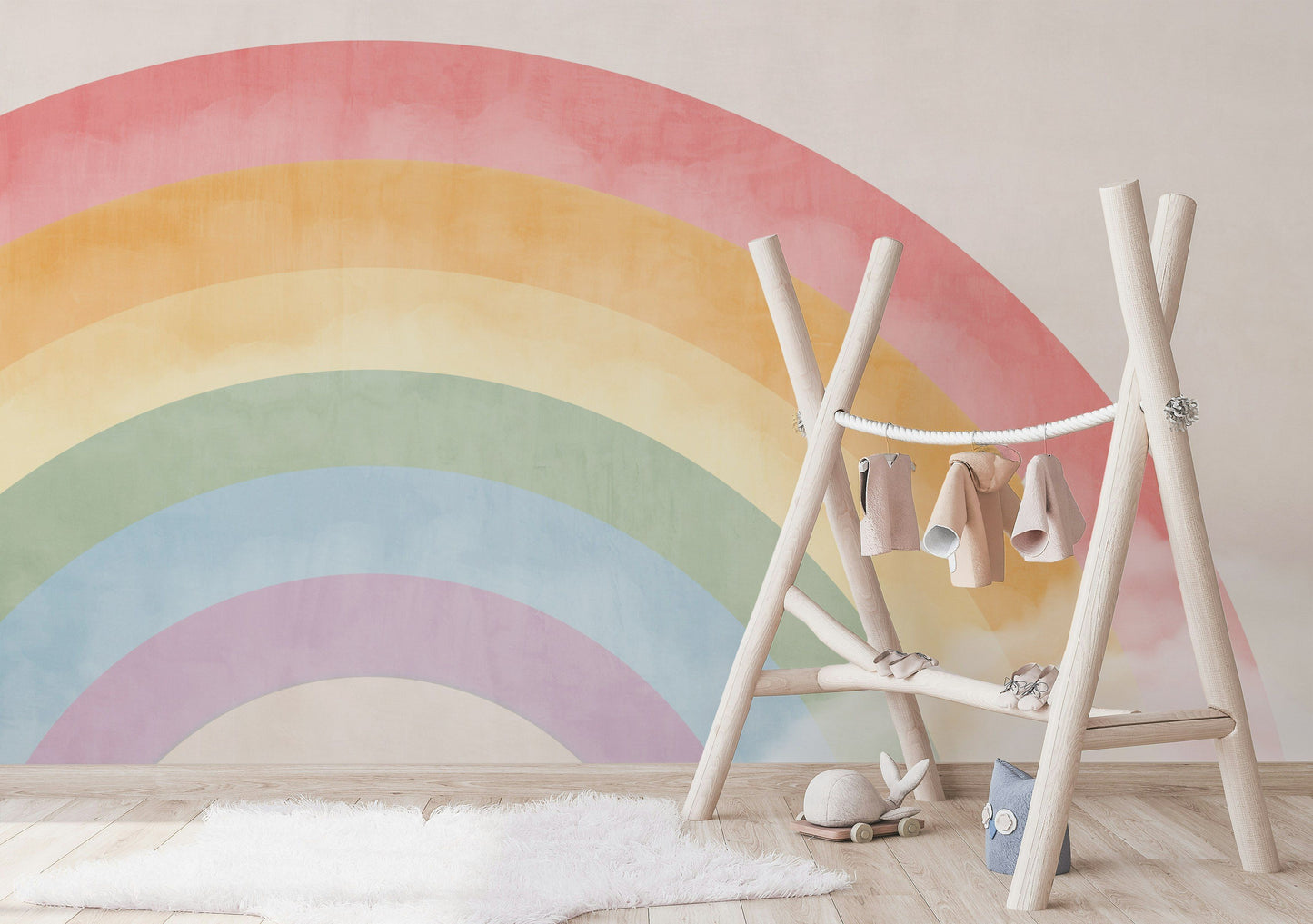 Rainbow Wallpaper Pastel Tone Wall Mural
