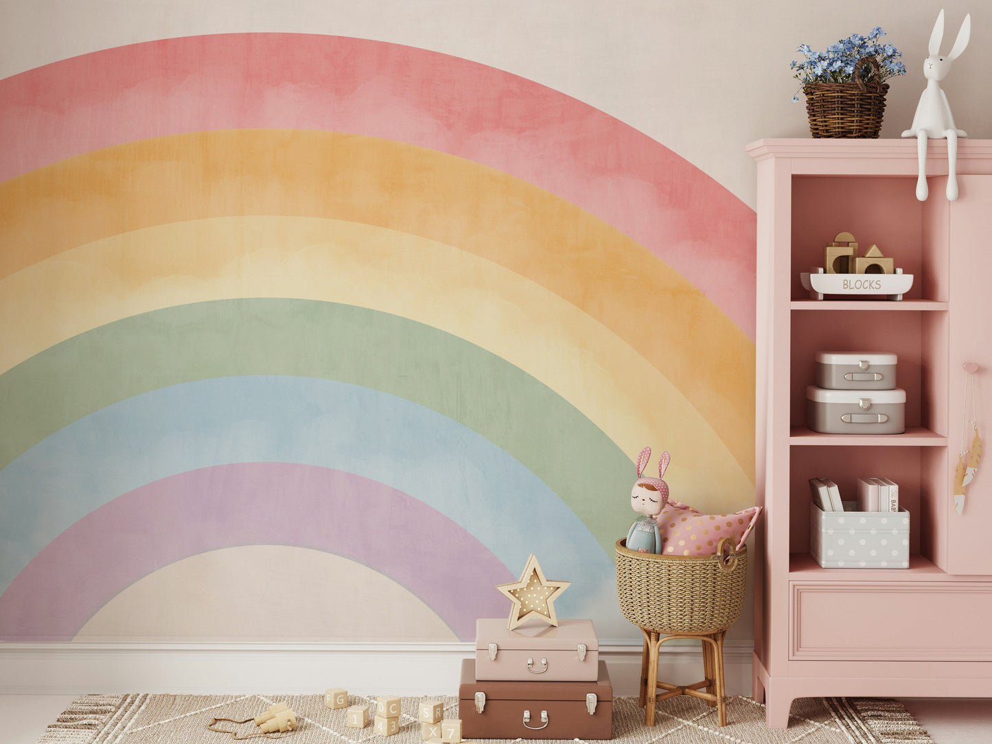 Rainbow Wallpaper Pastel Tone Wall Mural