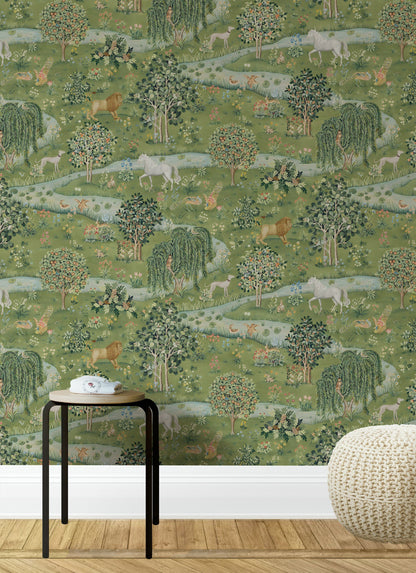 Woodland Animal Wallpaper Green Meadow Scene Wall Mural