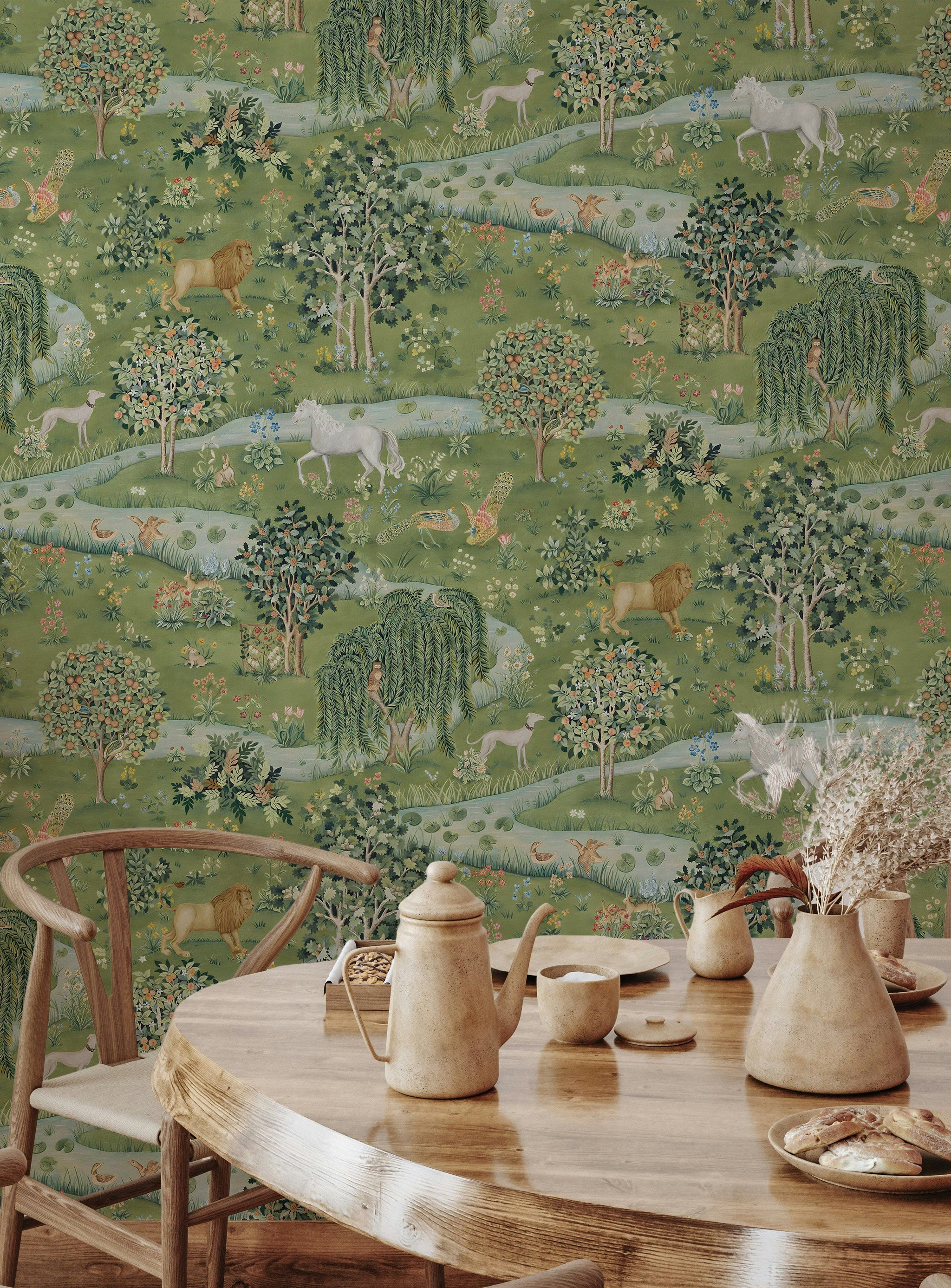 Woodland Animal Wallpaper Green Meadow Scene Wall Mural