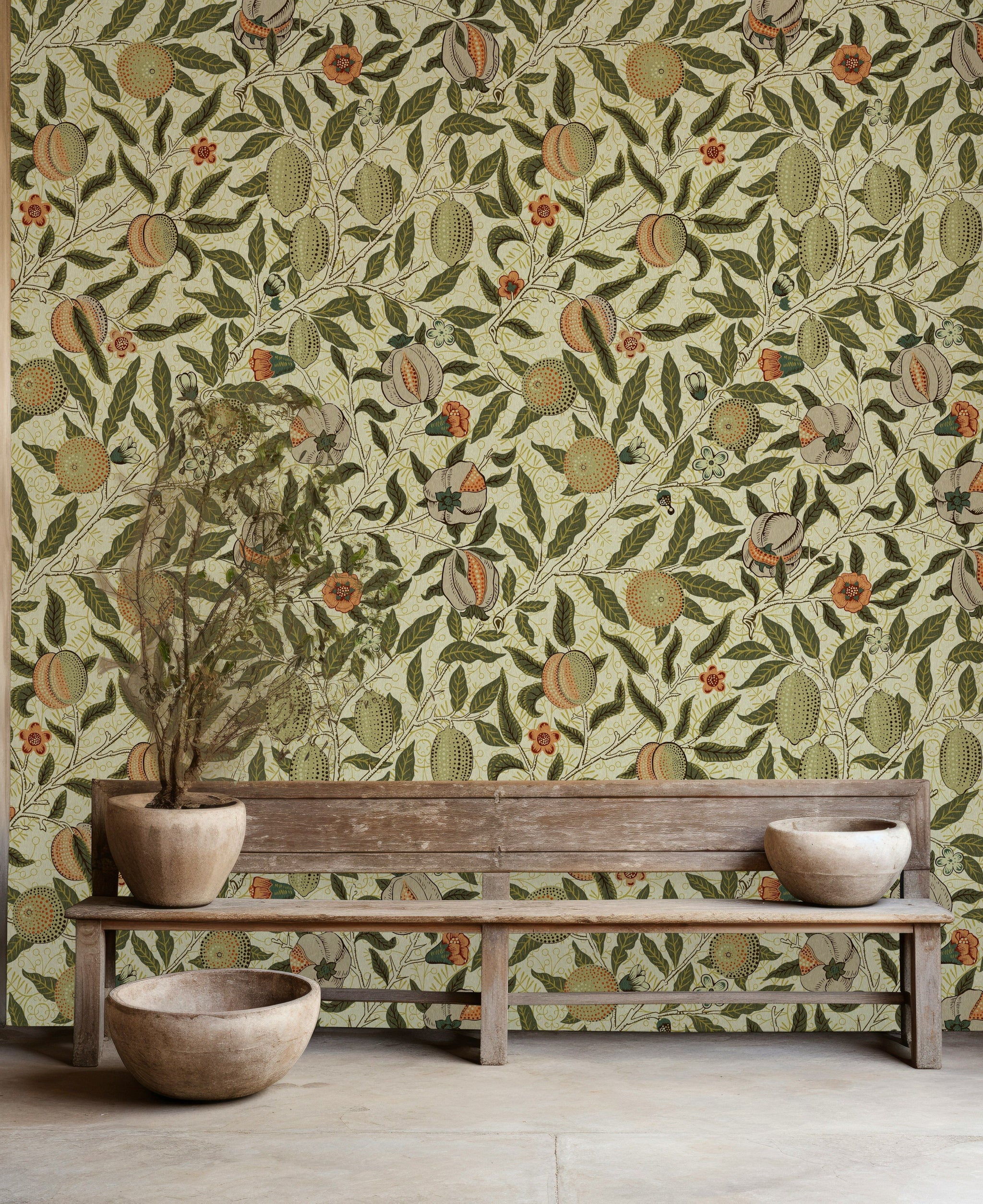 Botanical Fruit Wallpaper Vintage Citrus Pattern Wall Mural